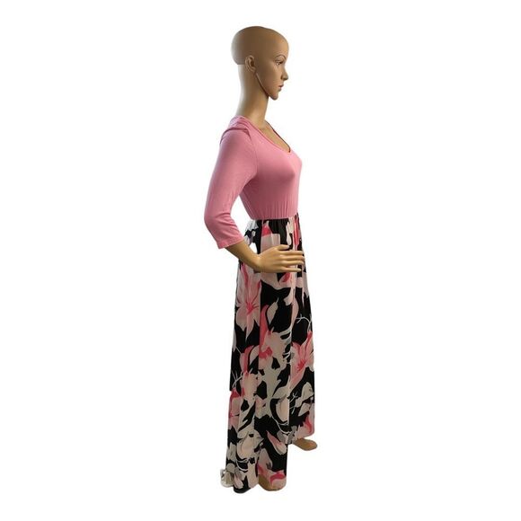 Bluetime Women's Pink Floral Printed 3/4 Sleeve Maxi Dress Size S. - Picture 5 of 13